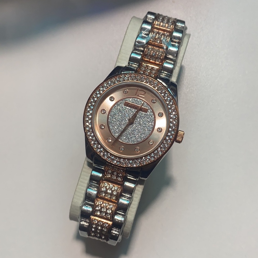 Geneve women’s goldstone and silvertone crystal watch